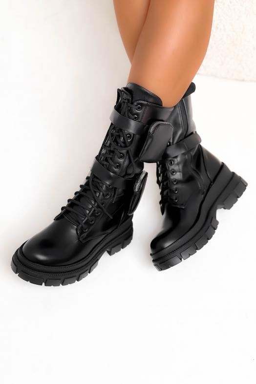 Bottes Femme Poches Noir