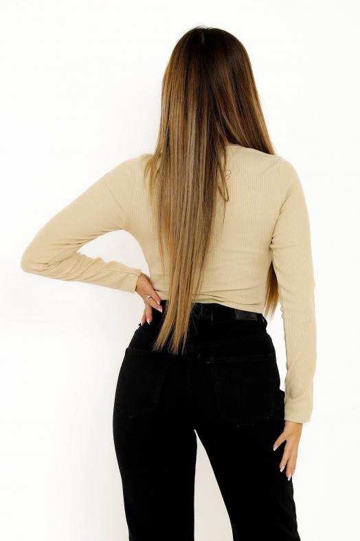 Top Femme Laçage + Poches Beige / Réf : 1701-2
