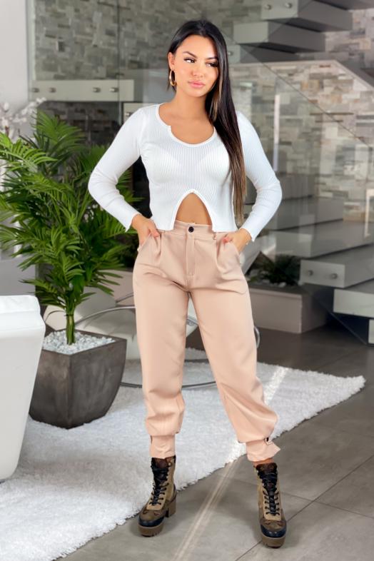 Pantalon Femme Cargo Beige / Réf : 6966-2