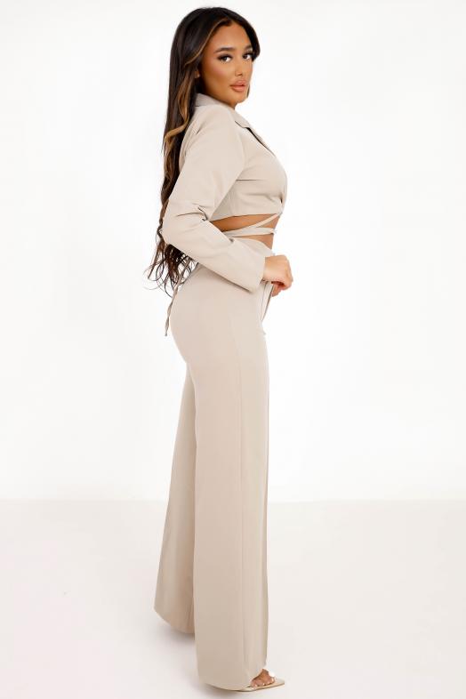 Pantalon Femme Évasé Beige / Réf : 2031-2