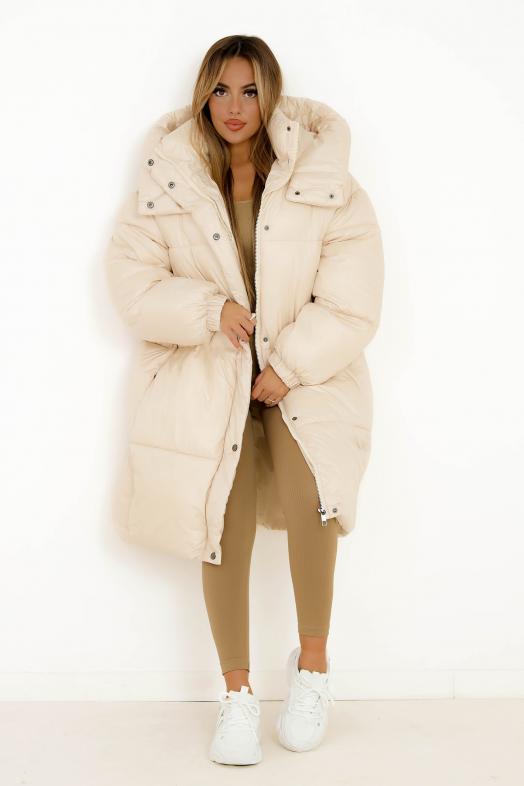 Doudoune Longue Oversize Femme Beige 