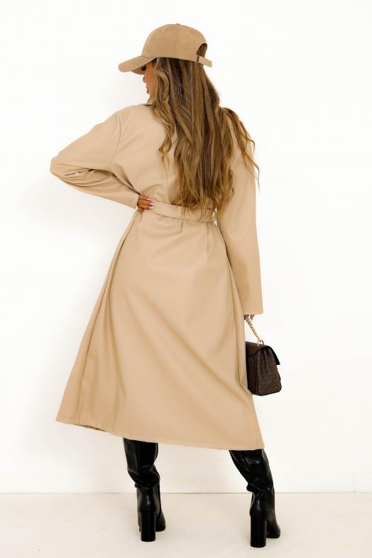 Trench Simili Femme Beige 