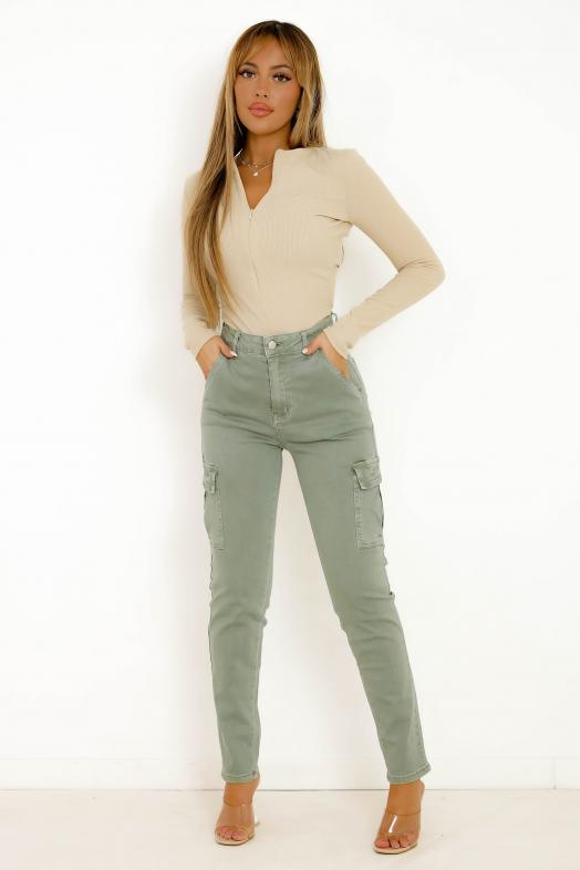 Body Zippé Femme Beige 