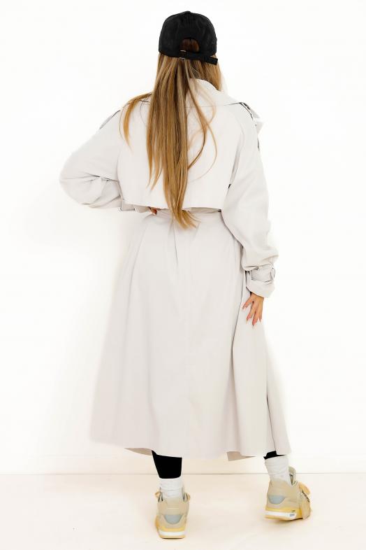 Trench Ample Femme Grège