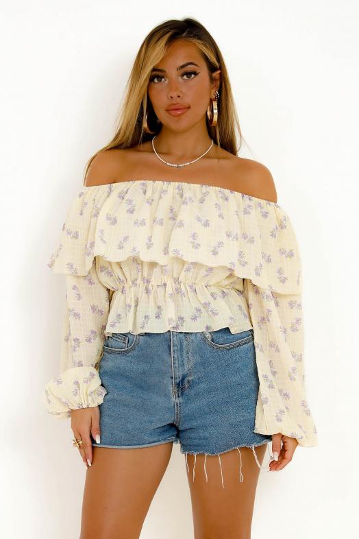 Top Bardot Fleuri