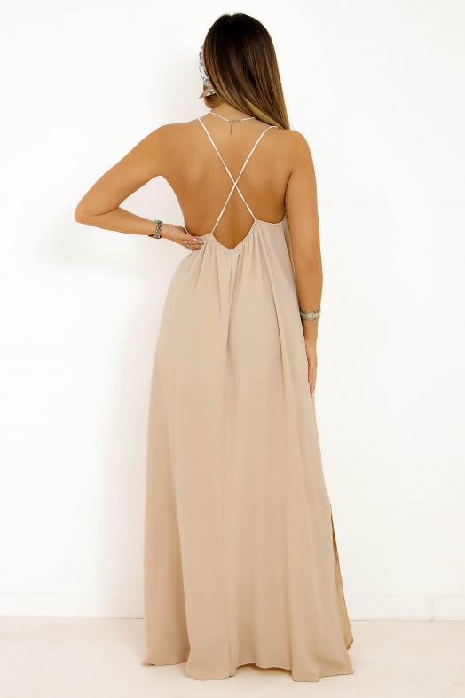 Robe Femme Longue Oversize Femme Beige 