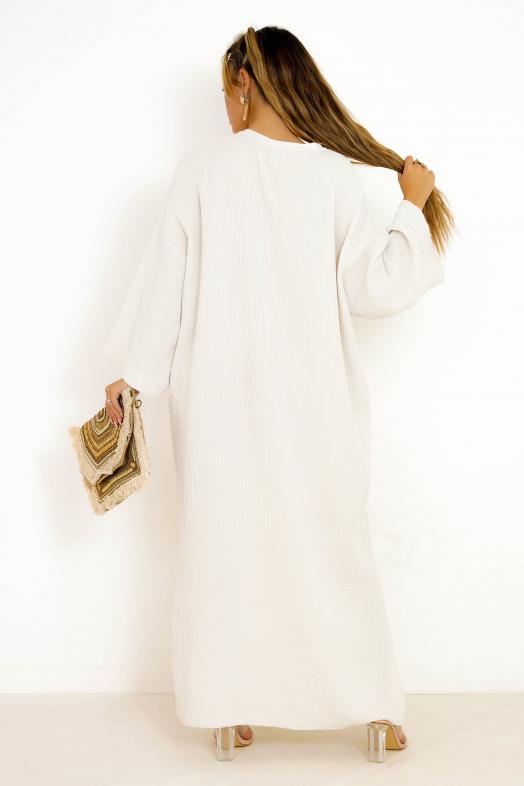 Robe Maxi Coton de Gaze Femme Beige