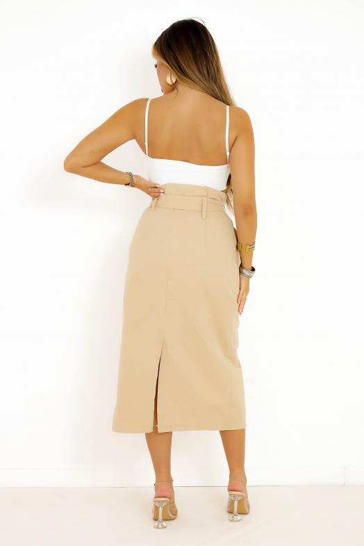 Jupe Cargo Boutonnée Femme Beige