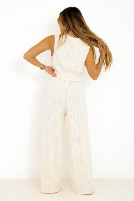 Ensemble Top + Pantalon Vagues Creme 