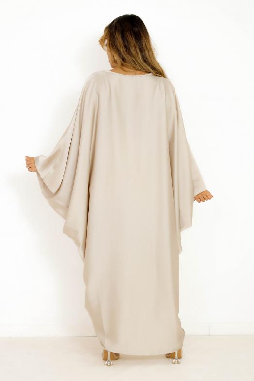 Robe Satin Asymétrique Beige 