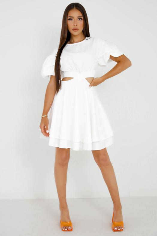 Robe Bouffante Ouverte Femme Blanc 