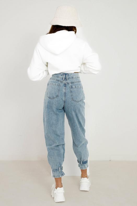 Jeans Cargo Femme Bleu