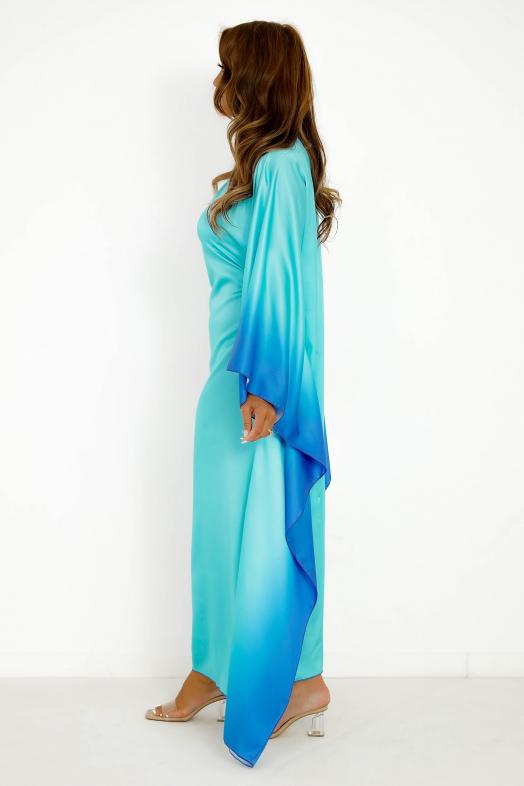 Robe Satin Papillon Dégradée Femme Bleu