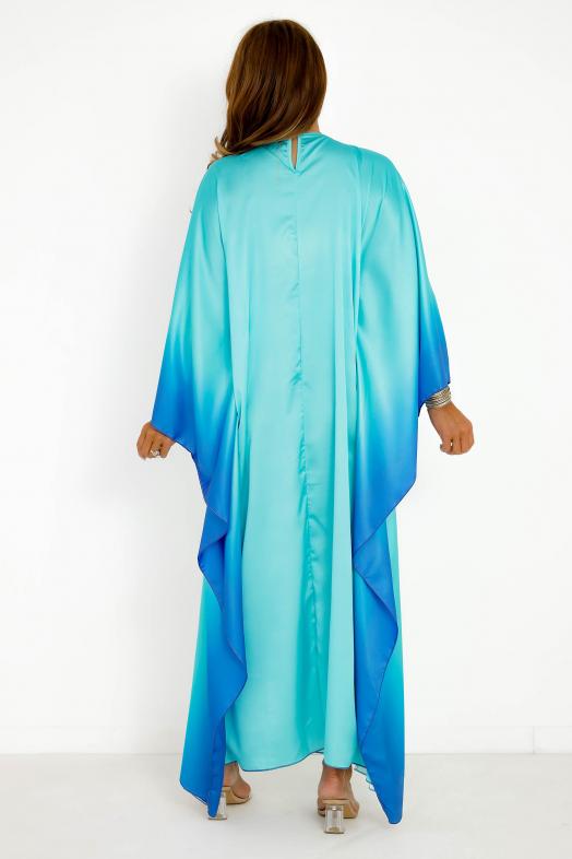 Robe Satin Papillon Dégradée Femme Bleu