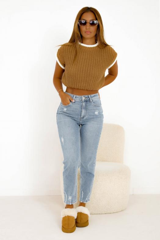 Jeans Coupe mom Bleu 