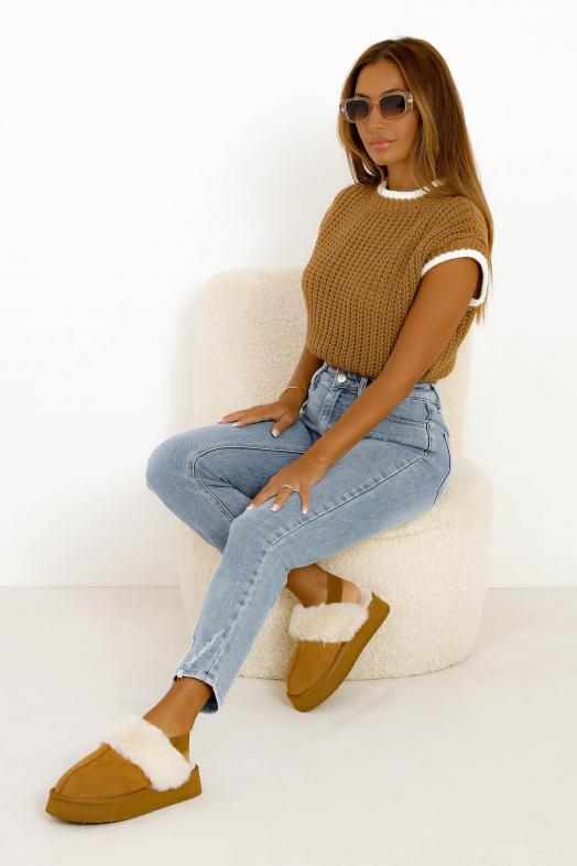 Jeans Coupe mom Bleu 