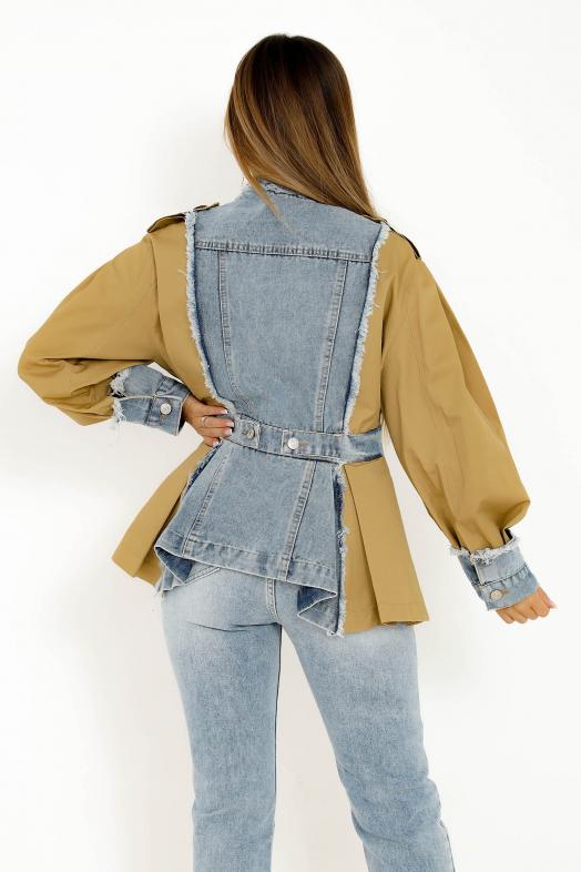 Veste Denim Bimatière Femme Bleu Clair