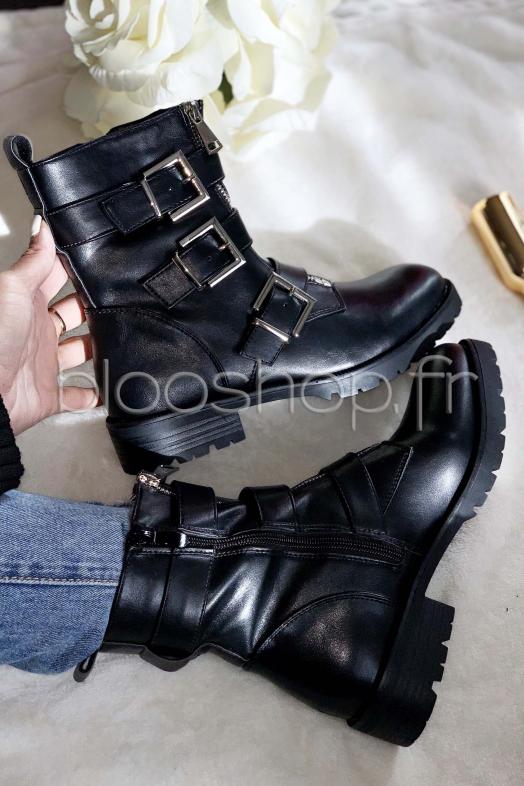 Boot´s Double Zip Femme Noir