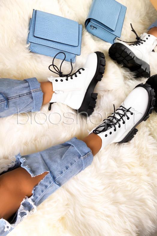 Boot´s Femme à Lacets Blanc 