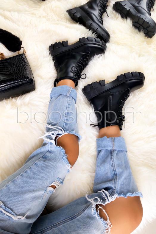 Boot´s Femme à Lacets Noir