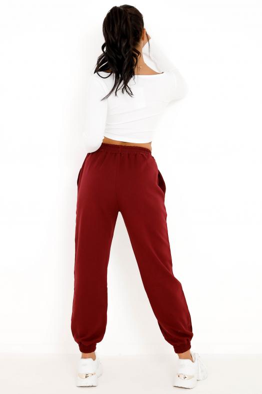 Pantalon jogging large bordeaux