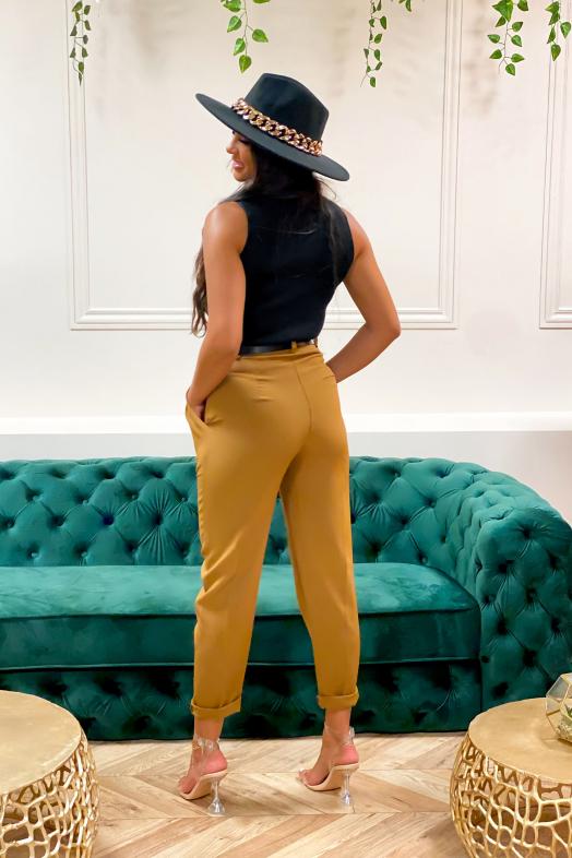 Pantalon à Pince Femme Camel / Réf : 1963-8
