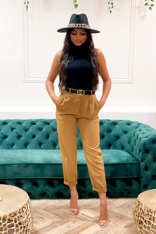 Pantalon à Pince Femme Camel / Réf : 1963-8