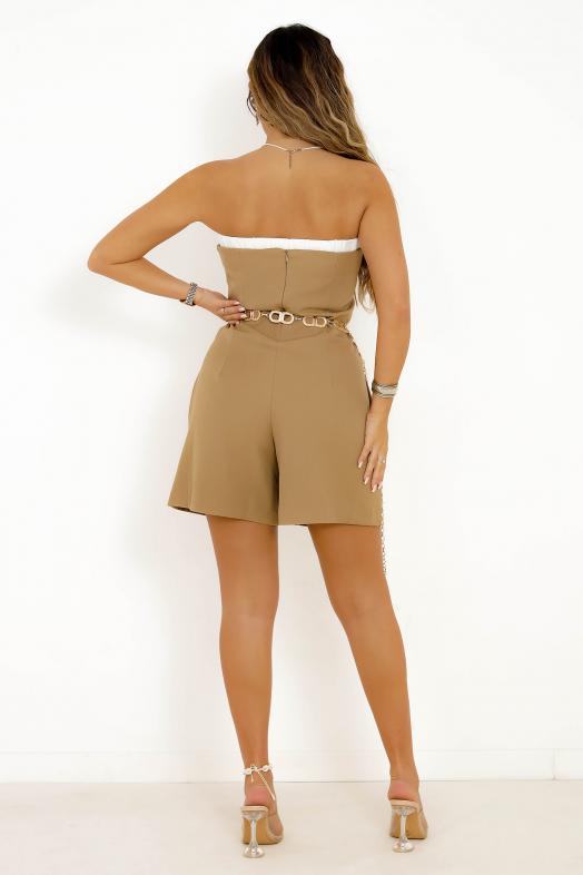 Combishort Bustier Femme Camel 