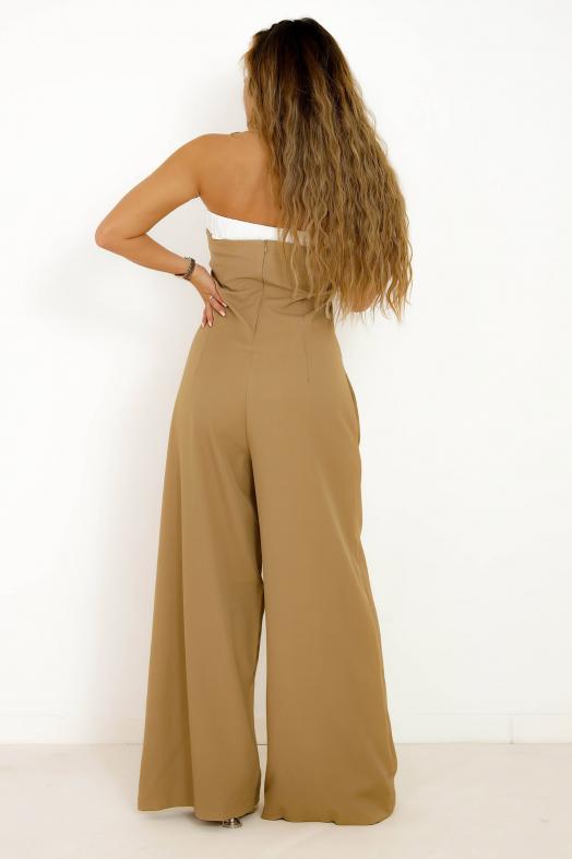 Combinaison Pantalon Bustier Femme Camel