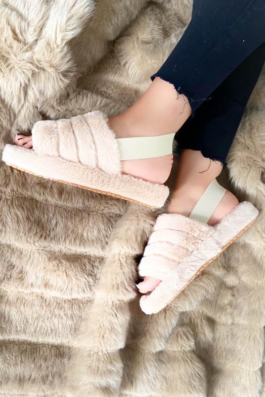 Chaussons Femme Fur Beige 