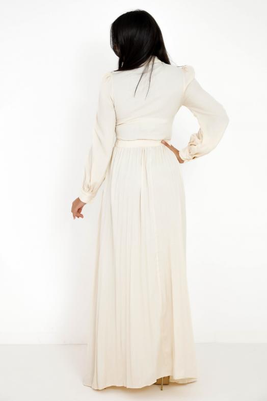 Robe Bas Plissé Femme Crème