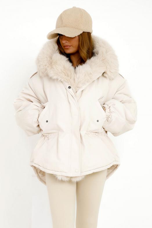 Manteau Court Fur Vegan Crème 