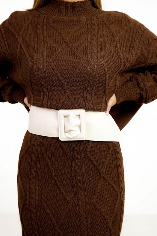 Ceinture en Suédine Femme Crème 