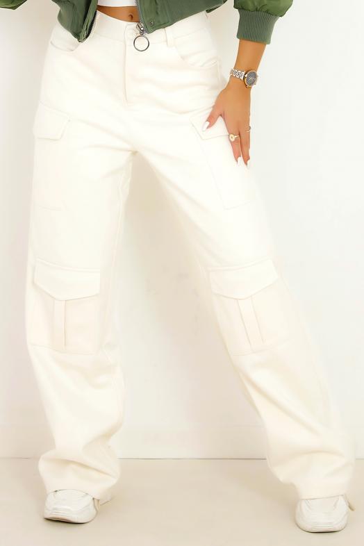 Cargo Laineux Femme Crème 