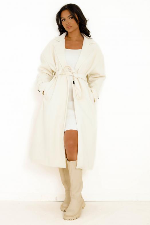 Trench à Ceinture Femme Ecru 