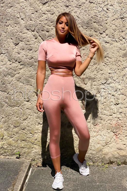 Ensemble Femme Top + Legging Rose  Ref : 5284