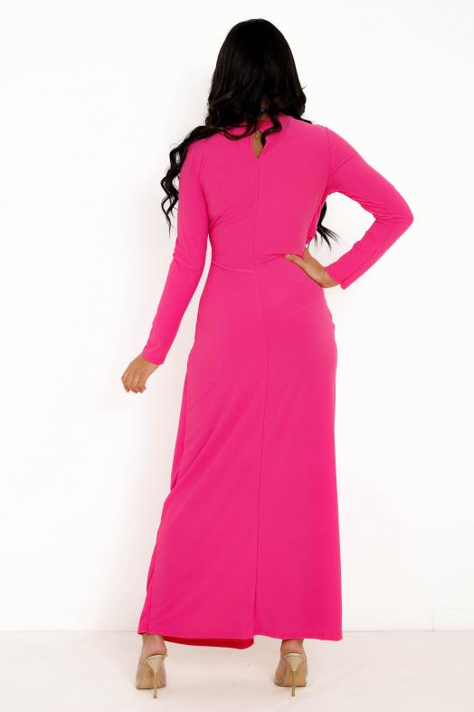 Robe Longue Nouée Femme Fuchsia