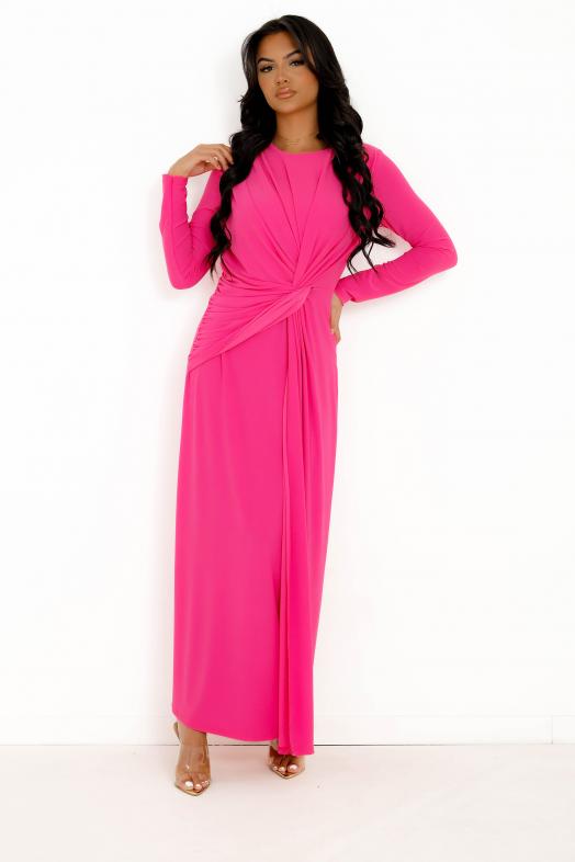 Robe Longue Nouée Femme Fuchsia