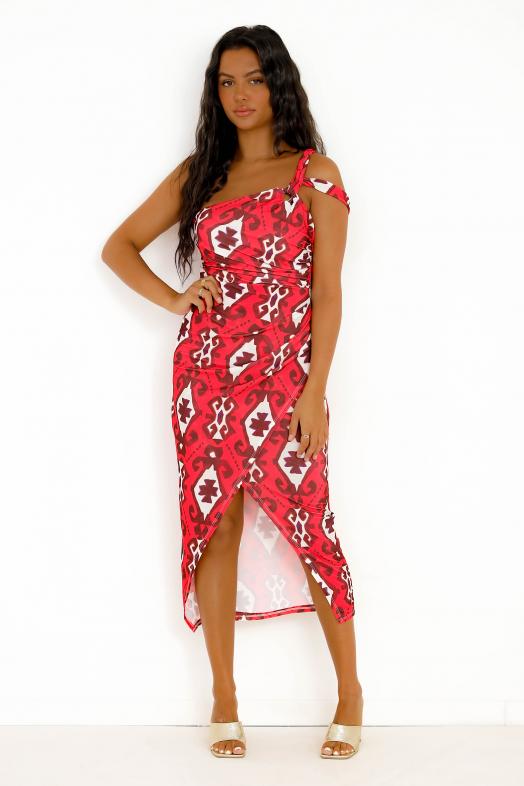 Robe Moulante Imprimée Fuchsia 
