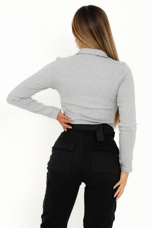 Body Boutonné Femme Gris 