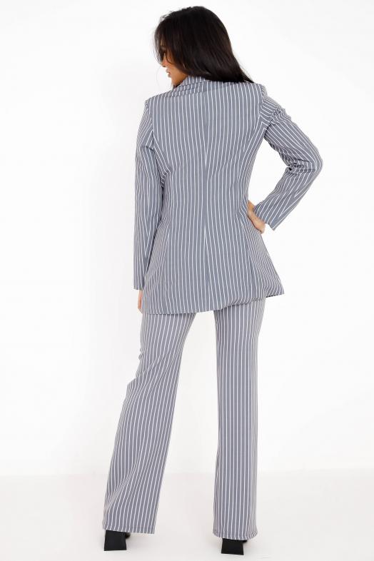 Ensemble Veste + Pantalon RayÃ© Femme Gris Clair