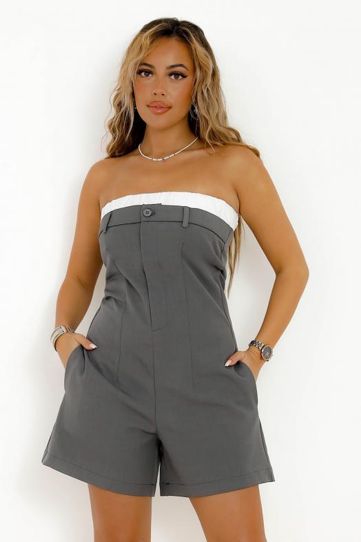 Combishort Bustier Femme Gris Foncé