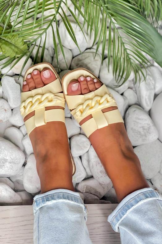 Sandales Femme Chaînes Jaune 