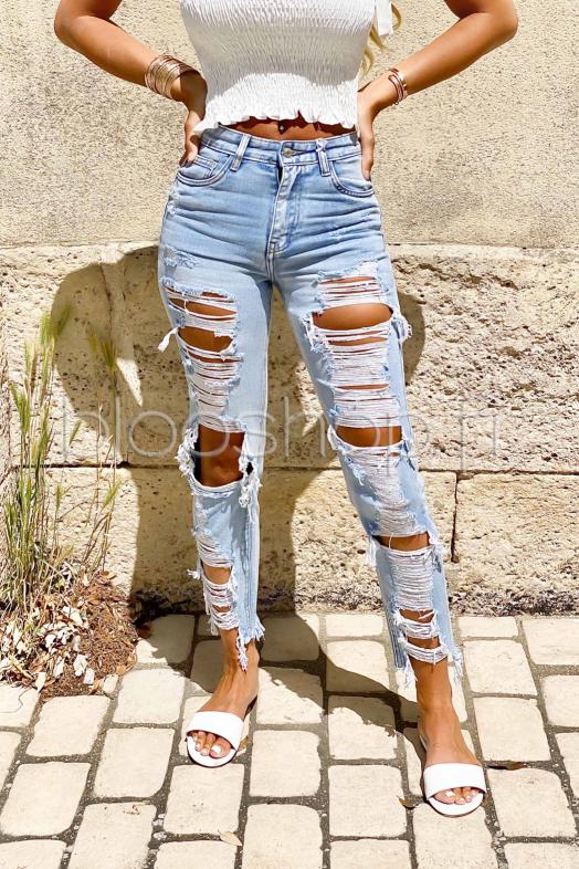 Jeans Femme Destroy Bleu / Réf : 726