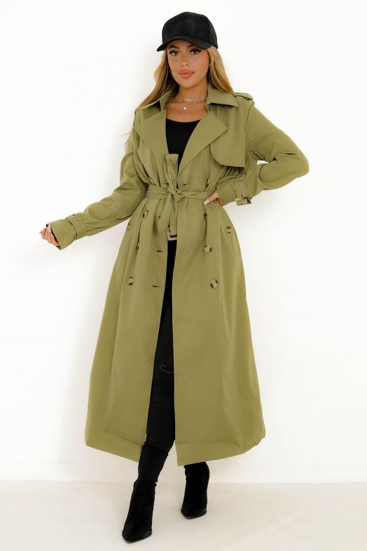 Trench Croisé Femme Kaki 