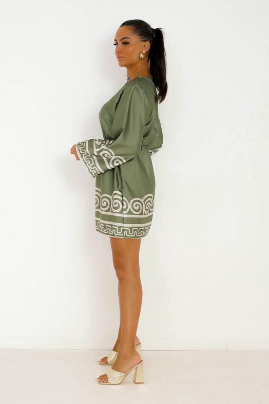 Robe Manches longues imprimé Kaki