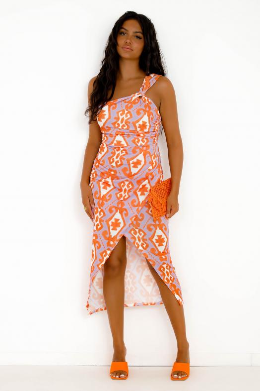 Robe Moulante Imprimée Lilas