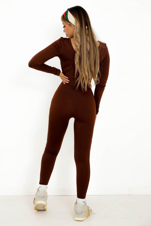 Combinaison Pantalon Moulante Femme Marron