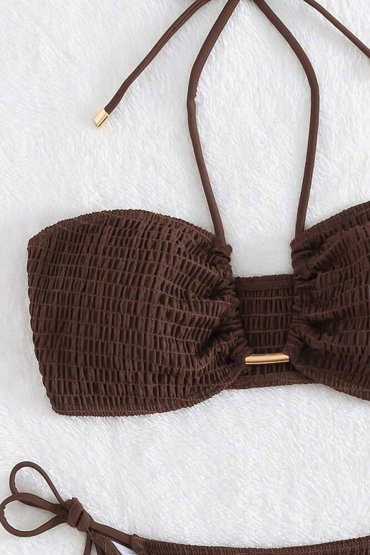 Maillot de Bain Texturé Femme Marron 