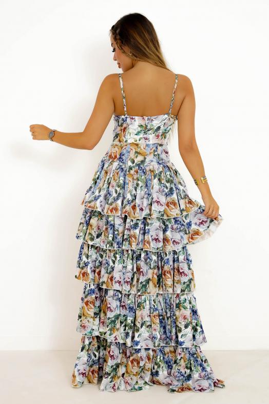 Robe Asymétrique Fleurie Femme Multicolore